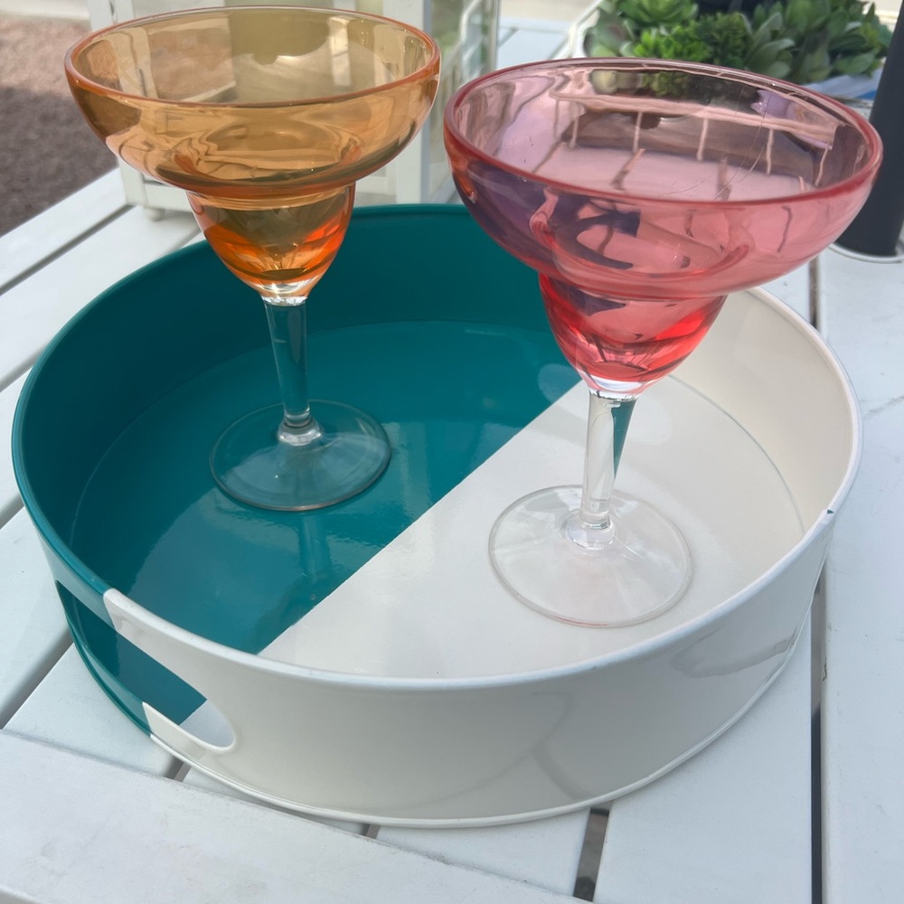 Colorful Acrylic Margarita Set of Two Pink and Orange with clear base